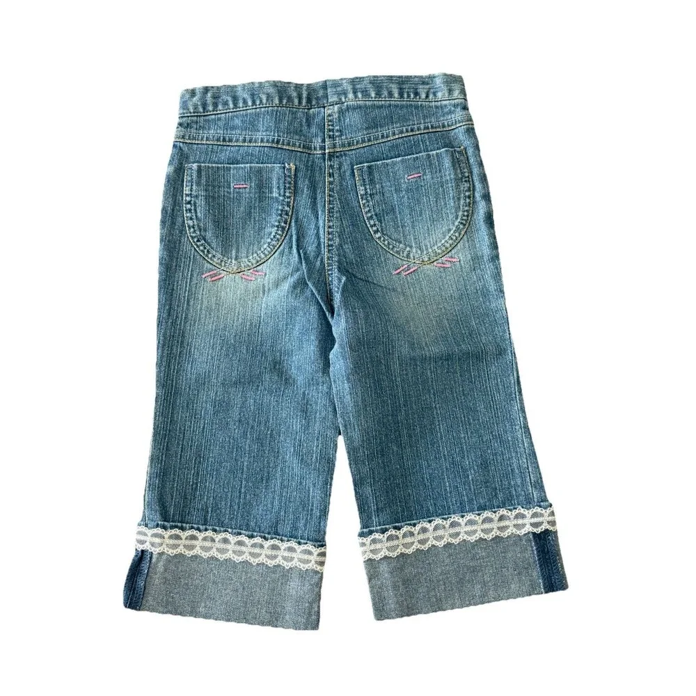 Vintage Gymboree LOVE IS IN THE AIR Tea Garden Denim Jeans Flowers‎ Lace NWT 2T